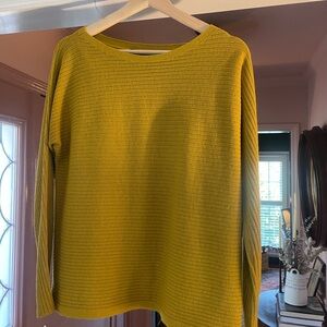 Eileen Fisher Mustard Yellow Wide Crew Neck Sweater